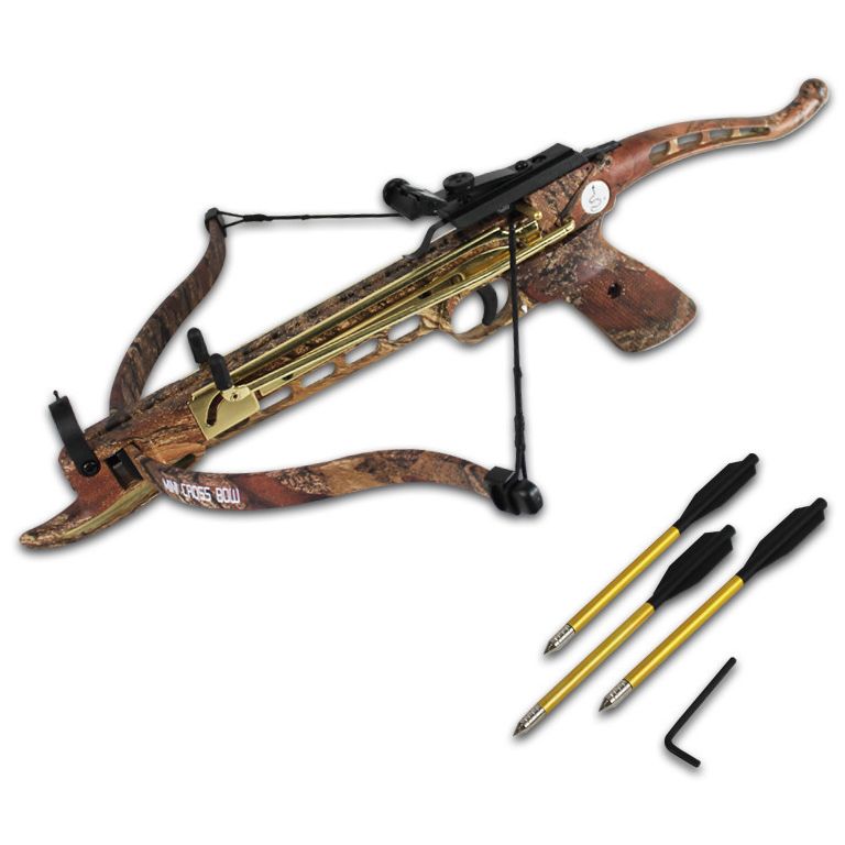 Cobra Mini 80 Lb Camo Archery Hunting Gun Metal Pistol Crossbow W Bolts Arrows 8747